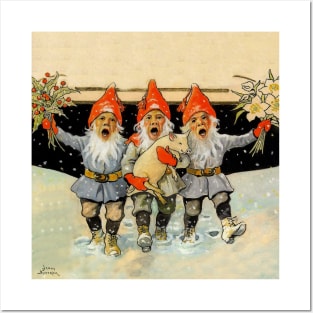 “Caroling Gnomes” by Jenny Nystrom Posters and Art